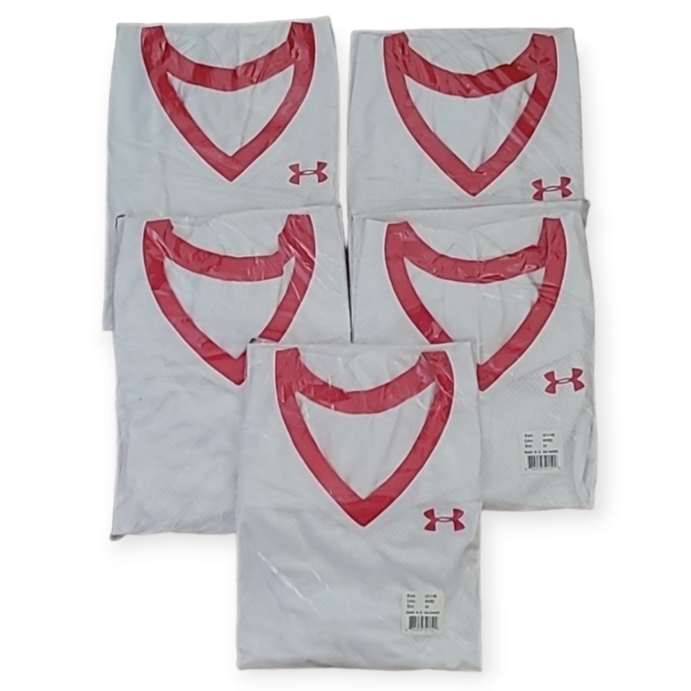 Under Armour Lot of 5 Stock Havoc Football Jerseys Adult Size 4X Red/White